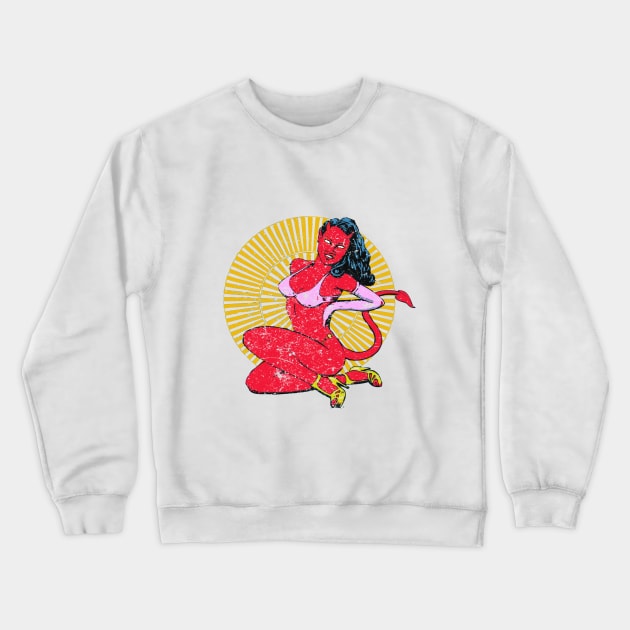 Devil Girl (Vintage Print) Crewneck Sweatshirt by giftgasdjinn